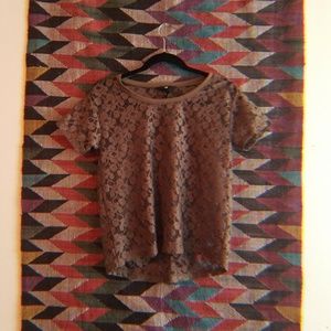 H&M Olive Flower Lace Tee